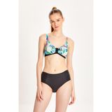 Too Salty Swimwear Kadın Desenli Toparlayıcı Yüksek Bel Bikini Takımı 24S125ST - 38 - 0TB-Siyah