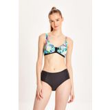 TOO SALTY SWIMWEAR KADIN DESENLİ TOPARLAYICI YÜKSEK BEL BİKİNİ TAKIMI 24S125ST siyah-38