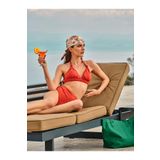 TOO SALTY SWIMWEAR Kadın Kiremit Süet Görünümlü Toparlayıcı Yüksek Bel Boyundan Bağlı Bikini Takımı 24s106st kiremit-38