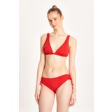 TOO SALTY SWIMWEAR KADIN KIRMIZI ÜÇGEN TOPARLAYICI ALTTAN AYARLI KLASİK BEL BİKİNİ TAKIMI 24S109ST KIRMIZI-38