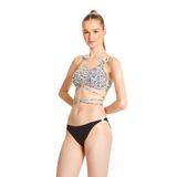 TOO SALTY SWIMWEAR KADIN SİYAH BEYAZ DESENLİ TEK OMUZ HALKA AKSESUARLI İP BAĞLAMALI BİKİNİ TAKIMI 24S122ST siyah-38