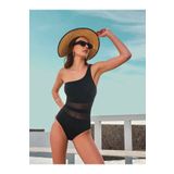TOO SALTY SWIMWEAR KADIN SİYAH TEK OMUZ TÜLLÜ TOPARLAYICI MAYO 24S126ST
