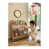 Tooall Montessori 3 Raflı Eğitici Çocuk Kitaplığı Çocuk Odası İçin Yer Kitaplığı