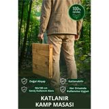 Tooall Portatif Katlanabilir Ahşap Kamp Masası 50x100 cm El Yapımı Piknik Masası Taşınabilir Masa Outdoor Balkon Bahçe Kamp Ekipmanı