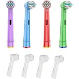Toocare Oral-b Diş Fırçası Uyumlu 4 Adet Çocuk Yedek Başlık 4 Adet Koruyucu Kapak