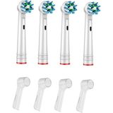 Toocare Oral-B Şarjlı Diş Fırçası Uyumlu 4 Adet Cross Action Yedek Başlık + 4 Adet Koruma Kapağı