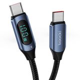 toocki 6.6FT USB C - USB C Kablosu Tip C Hızlı Şarj PD 5A 100W C - C LED Ekranlı Süper Hızlı Şarj, USB C Şarj Kablosu 480Mbps Veri Naylon Örgülü Kablo iPhone 15 Plus Pro Max Galaxy iPad Pro için