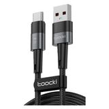 Toocki 66W Hasırlı USB To Type-C Pd Hızlı Şarj Kablosu 1metre - Gri
