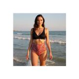 TooHot Kadın Kırmızı Siyah Yüksek Bel Askılı Üçgen Bikini Takımı