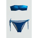 TooHot Kadın Mavi Straplez Yandan Bağlı Bikini Alt Üst Takım