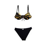 TooHot Kadın Siyah Hardal Detaylı Push-Up Desenli Bikini Takımı