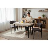 Tool Aksesuar T- 7009 Traverten 70X120 Mdf Polo Kahve Sandalye 4 Kişilik Yemek Masası Takımı