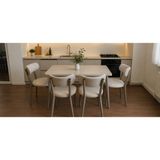 Tool Aksesuar T- 7010 Traverten 70X120 Mdf Teddy Krem Sandalye 4 Kişilik Yemek Masası Takımı