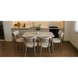 Tool Aksesuar T-7010 Traverten Masa 70X120 Teddy Krem Sandalye 4 Kişilik Mutfak Masa Takımı