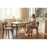 Tool Aksesuar T-7016 Traverten Masa Mdf 70X120 Teddy Sandalye Kahve 4 Kişilik Mutfak Masa Takımı