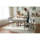 Tool Aksesuar T-7017 Carara Mdf Masa 70X120 Teddy Açık Gri Sandalye 4 Kişilik Mutfak Masa Takımı