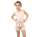 Toontoy 22474 Bej Kız Çocuk Nakışlı Şortlu Takım