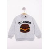 Toontoy Burger Nakışlı Gri İçi Pamuklu Erkek Çocuk Sweatshirt