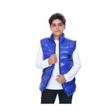 TOONTOY Çocuk Parlak Görünümlü Göğsü Armalı Yelek, 10-11 Yaş, Parlak Görünümlü Göğsü Armalı Yelek, Saks, Erkek