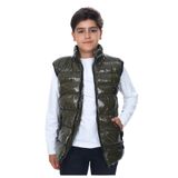 TOONTOY Çocuk Parlak Görünümlü Göğsü Armalı Yelek 5-6 Yaş, 5-6 Yaş, Parlak Görünümlü Göğsü Armalı Yelek, Haki, Erkek