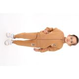 Toontoy Erkek Çocuk 2'li Takım Baskılı Dik Yaka Fermuarlı Sweatshirt & Beli Paçası Lastikli Cepli Jogger Eşofman Altı - 3 Iplik Şardonlu - Kahverengi - 6