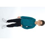 Toontoy Erkek Çocuk 2'li Takım Baskılı Kapüşonlu Cepli Sweatshirt & Beli Paçası Lastikli Cepli Jogger Eşofman Altı - Renk Bloklu & 2 Iplik - Petrol Mavi - 3