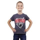 Toontoy Erkek Çocuk Awesome Pul Nakışlı T-Shirt Antrasit Melanj 8 YAŞ
