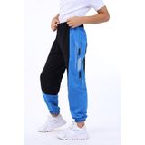 Toontoy Erkek Çocuk Baskılı Beli Paçası Lastikli Cepli Basic Jogger Eşofman Altı - Renk Bloklu & 2 Iplik - 8 - 9 Yaş - Saks