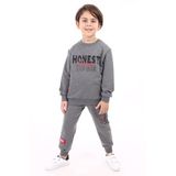 Toontoy Erkek Çocuk Baskılı Eşofman Takım Antrasit Melanj 7 YAŞ