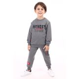 Toontoy Erkek Çocuk Baskılı Eşofman Takım Antrasit Melanj 8 YAŞ