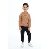 Toontoy Erkek Çocuk Baskılı Eşofman Takım Kahverengi 2 YAŞ
