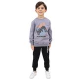 Toontoy Erkek Çocuk Baskılı Eşofman Takım Koyu Gri 5 YAŞ
