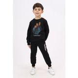Toontoy Erkek Çocuk Baskılı Eşofman Takım Siyah 5 YAŞ