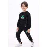 Toontoy Erkek Çocuk Baskılı Eşofman Takım Siyah 7 YAŞ