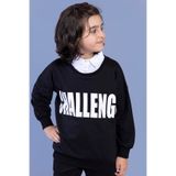 Toontoy Erkek Çocuk Baskılı Gömlek Yaka Sweatshirt Siyah 8 YAŞ