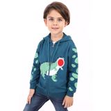 Toontoy Erkek Çocuk Baskılı Hırka Petrol Mavi 4 YAŞ