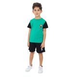 TOONTOY Erkek Çocuk Baskılı Şortlu Eşofman Takım, Koyu Yeşil, 4 Yaş