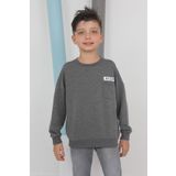 Toontoy Erkek Çocuk Baskılı Sweatshirt Antrasit Melanj 10 YAŞ