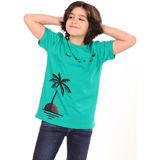 Toontoy Erkek Çocuk Baskılı Tişört - 8 - 9 Yaş - Koyu Yeşil