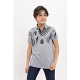 Toontoy Erkek Çocuk Baskılı Tişört Gri Melanj 6-7 YAŞ
