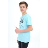 Toontoy Erkek Çocuk Baskılı Tişört Su Yeşili 12-13 YAŞ