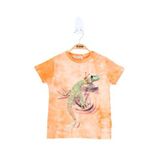 Toontoy Erkek Çocuk Batik Desenli Kertenkele Baskılı Tişört Turuncu 8 YAŞ