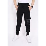 Toontoy Erkek Çocuk Beli Paçası Ribanalı Fermuar Cepli Basic Jogger Eşofman Altı - Kargo Cep & 2 Iplik - 12 - Siyah