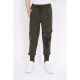 Toontoy Erkek Çocuk Beli Paçası Ribanalı Fermuar Cepli Basic Jogger Eşofman Altı - Kargo Cep & 2 Iplik - 14 - Haki