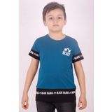Toontoy Erkek Çocuk BLACK Baskılı Tişört Petrol Mavi 2-3 YAŞ