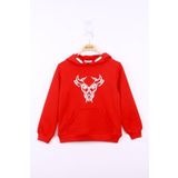 Toontoy Erkek Çocuk Boğa Baskılı Sweatshirt - 12 Yaş - Kırmızı