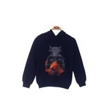 TOONTOY Erkek Çocuk Boks Eldivenli Boğa Baskılı Kapüşonlu Sweatshirt, 10 Yaş, 13705-, Siyah, erkek-çocuk