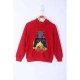 TOONTOY Erkek Çocuk Boks Eldivenli Boğa Baskılı Kapüşonlu Sweatshirt, 12 Yaş, 13705-, Kırmızı, erkek-çocuk