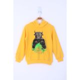 TOONTOY Erkek Çocuk Boks Eldivenli Boğa Baskılı Kapüşonlu Sweatshirt, 8 Yaş, 13705-, Sarı, erkek-çocuk