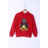 Toontoy Erkek Çocuk Boks Eldivenli Boğa Baskılı Sweatshirt Kırmızı